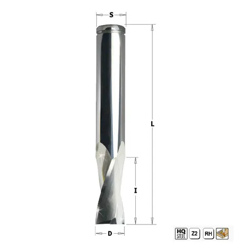 Фреза спиральная для PVC и алюминия S=16 D=16x25x82 CMT 186.160.11