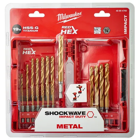 Наборы сверл: SHOCKWAVE HSS-G TIN RED HEX