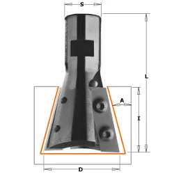Фреза ласточкин хвост 15гр., смен.ножи HM (Arunda) Z2 S=M12x1 D=39,5x31,5 RH CMT 664.395.11