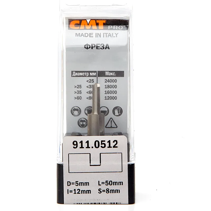 Фреза концевая CMT пазовая D=5,0 I=15,0 S=8,0 L=50,0  CMT PRO 911.0512