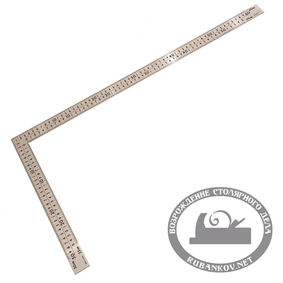 Угольник плоский Shinwa, 600*300мм, отсчёт нижней шкалы - от внутреннего угла, нерж.сталь