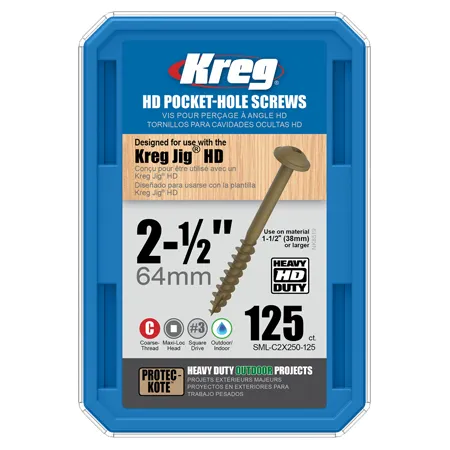 Саморезы Kreg Jig HD с покрытием Protec-Kote: SML-C2X250-125