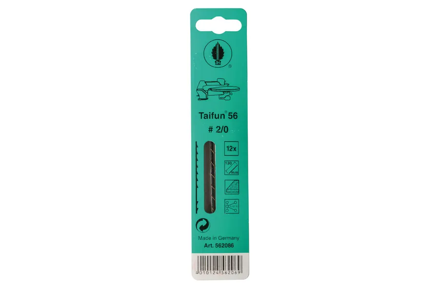 Пилки лобзиковые по дереву,Taifun 56 N2/0, 0,62x0,29х130мм, 30 TPI, 12 шт.