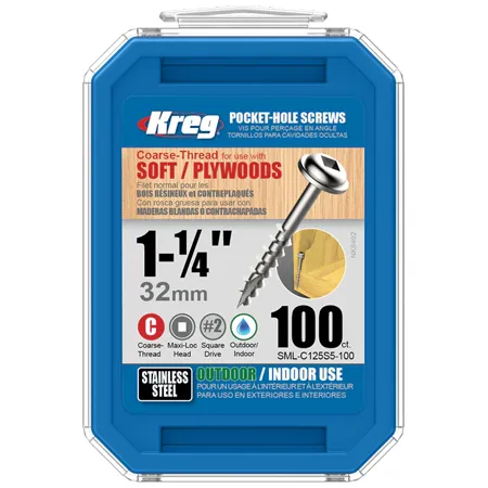 Саморезы Kreg Jig из нержавеющей стали: SML-C125S5-100