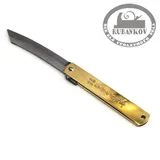 Нож складной, Higonokami Burasu, 220/100мм, латунная рукоять