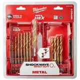 Набор сверл по металлу MILWAUKEE SHOCKWAVE HSS-G TIN RED HEX - 19 шт