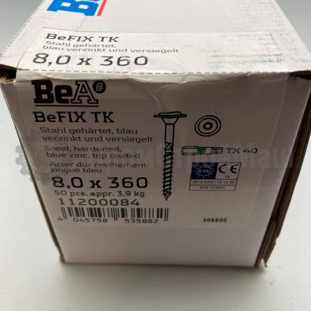 Конструкционный саморез с прессшайбой BeA BeFIX 8х360 TX40 (50 шт)