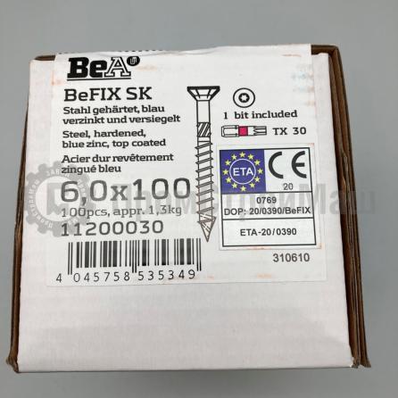 Конструкционный саморез с потайной головкой BeA BeFIX 6,0х100 TX30 (100 шт)