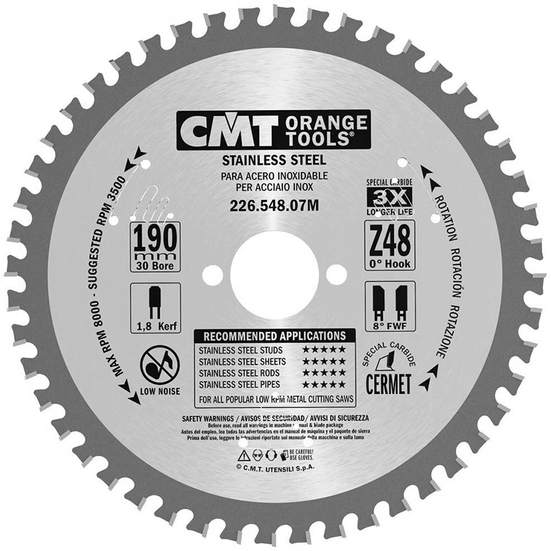 Диск пильный 190x30x1,8/1,4 10° TCG Z=48 3500 об/мин CMT 226.548.07M Диск пильный 190x30x1,8/1,4 10° TCG Z=48 3500 об/мин CMT 226.548.07M