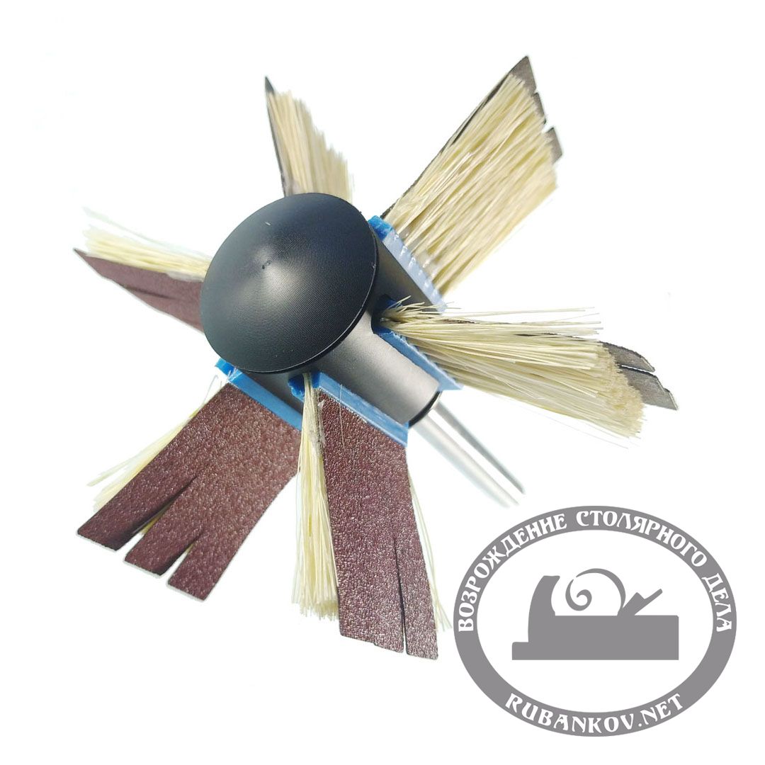 Абразивный вкладыш со щеткой для насадок конусных и радиальных mini D23мм,25мм,32мм, Р80, 30х35мм