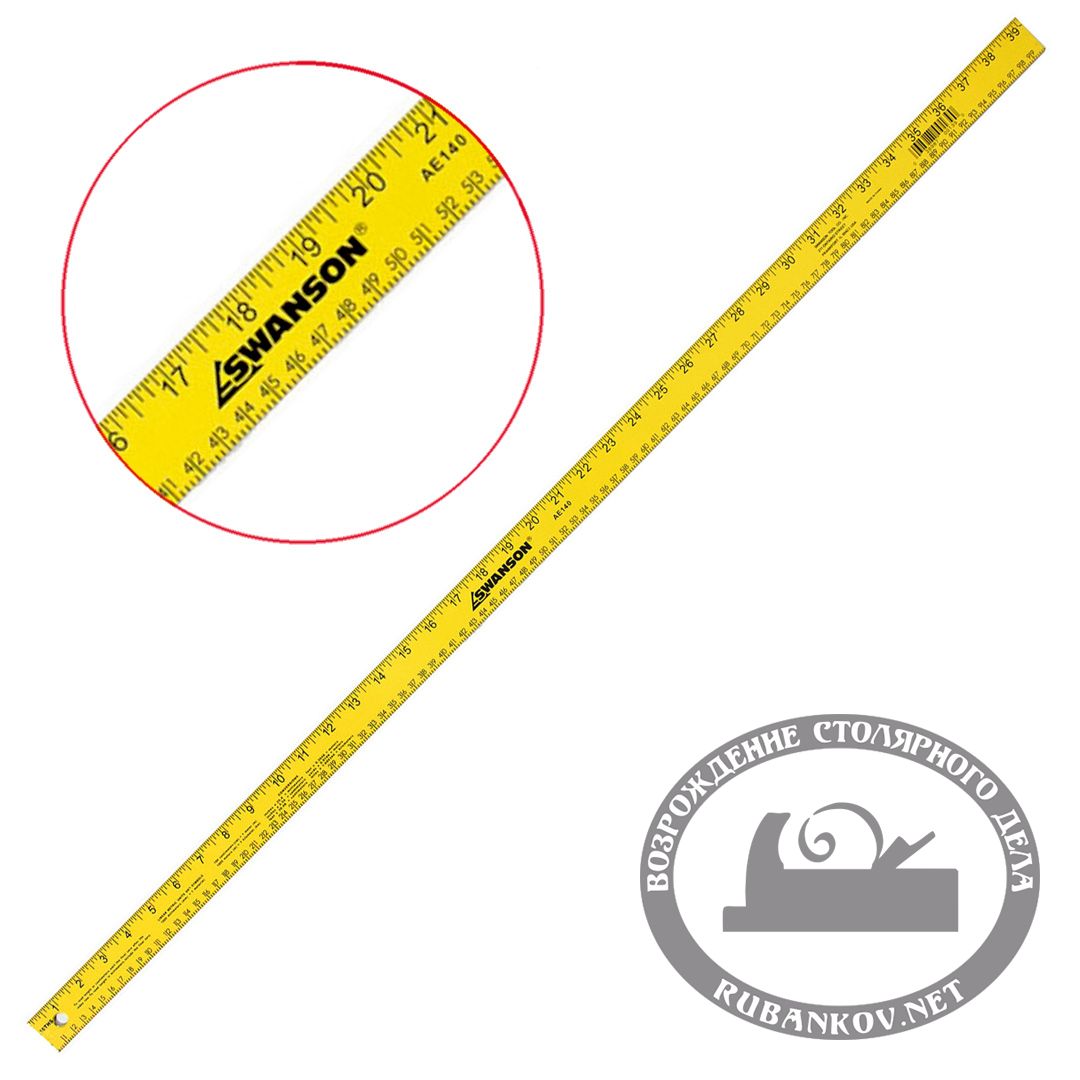 Линейка плотницкая дюймово-метрическая, 1 м/39'