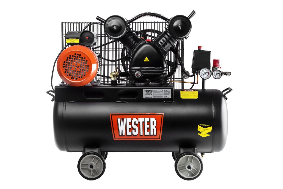 Компрессор WESTER WBK2200/50PRO ременной привод, поршневой масляный, 2200 Вт, 340л/мин, 8бар