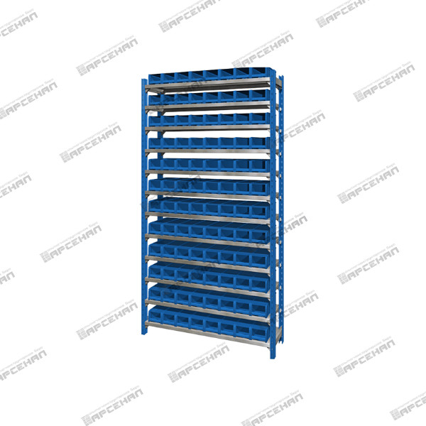 Модуль открытый с 12 полками и с 96 пластиковыми ящиками