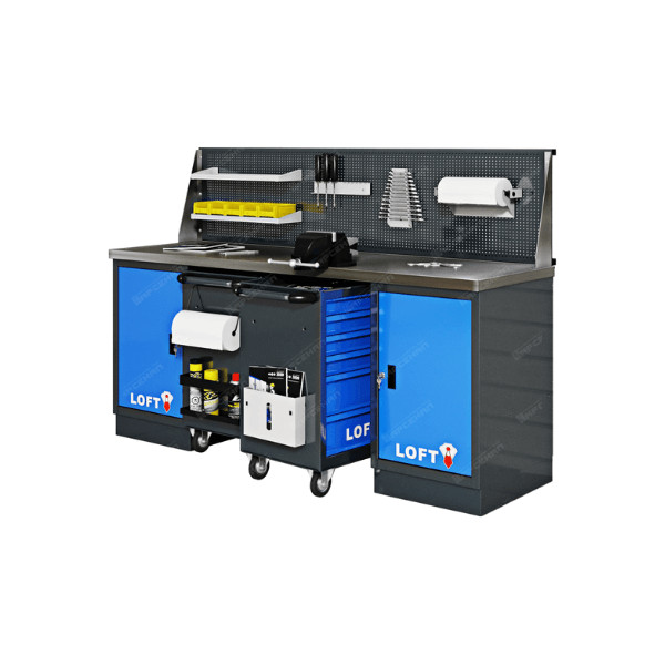 Верстак LOFT 2м с 2 верстачными тумбами и 2 инструментальными тележками