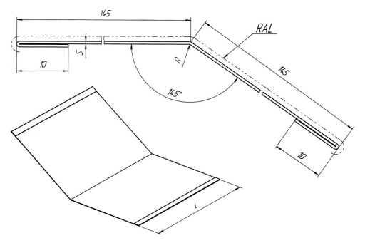 Чертёж конек простой окрашенный 150х150 мм