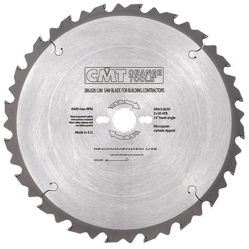 Диск пильный 300x30x2,8/1,8 15° 5° ATB Z=20 CMT 286.020.12M