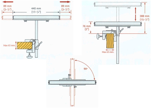 Опора роликовая настольная Piher, высота 8-40см, ширина 45см, нагрузка - 40кг