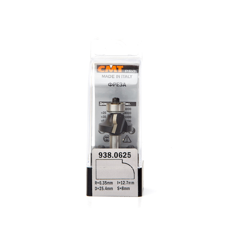 Фреза концевая CMT радиусная D=25,4 I=12,7 S=8,0 R=6,35  CMT PRO 938.0625