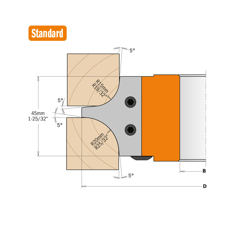 Фреза радиусная внутр. R=15/20 F=31,75 D=143 насадная (алюм.) смен.ножи HM (кейс) CMT 694.004.31