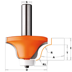 Фреза концевая CMT по искуственному камню D=54,0 I=25,4 S=1/2 ; R=12,70  880.542.11