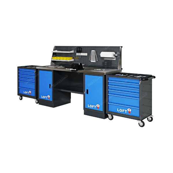 Верстак LOFT 1,9м с 2 верстачными тумбами и 2 инструментальными тележками