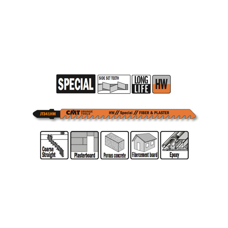 Пилки лобзиковые (HM)   3 штуки для строительных работ 132x5-50x6TPI CMT JT341HM-3