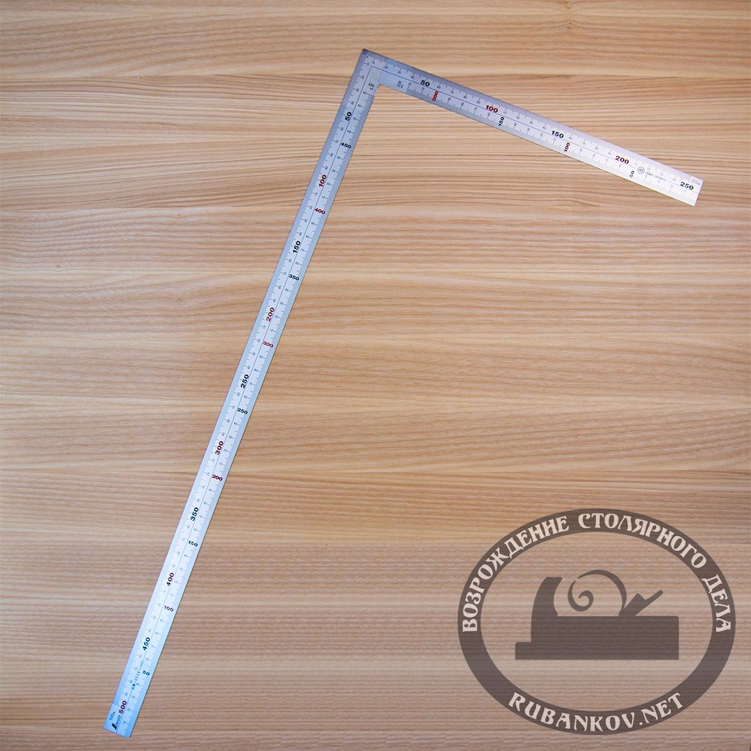 Угольник плоский Shinwa, 500*250мм, отсчёт нижней шкалы - ко внутреннему углу