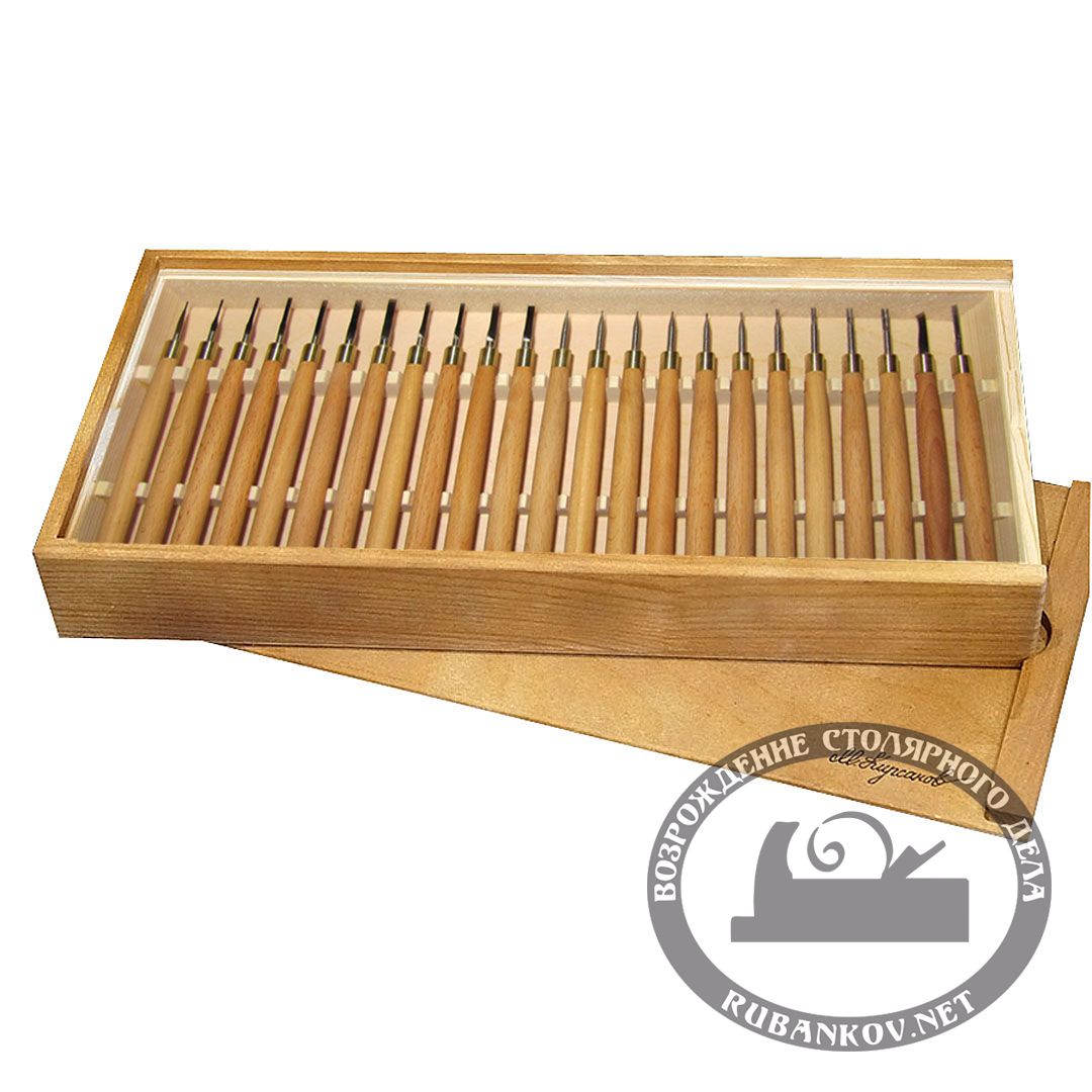 Набор для резьбы по дереву, ПЕТРОГРАДЪ, N16, 23 предмета, стамесочные рукояти