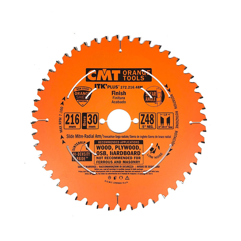 Диск пильный 216x30x1,8/1,2 -5° 10° ATB + 8° SHEAR Z=48 CMT 272.216.48M