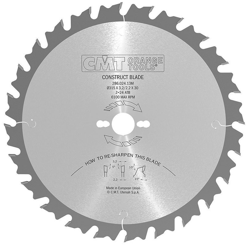 Диск пильный 315x30x3,2/2,2 15° 5° ATB Z=24 CMT 286.024.13M