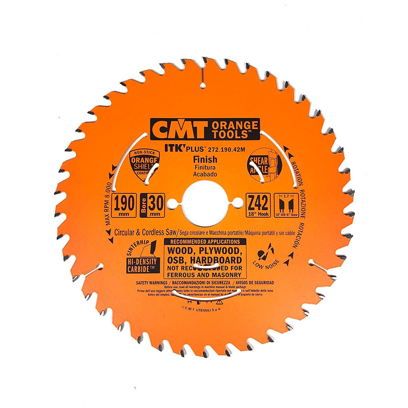 Диск пильный 190x30(+20+16)x1,7/1,1 18° 10° ATB + 8° SHEAR Z=42 CMT 272.190.42M