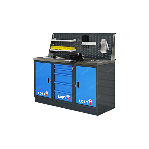 Верстак LOFT 1,5м с 2 верстачными и 1 инструментальной тумбой