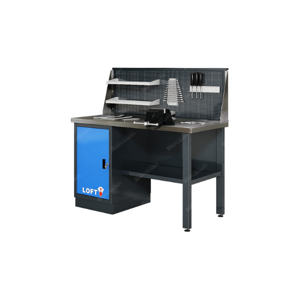 Верстак с полкой LOFT 1,4м с 1 верстачной тумбой