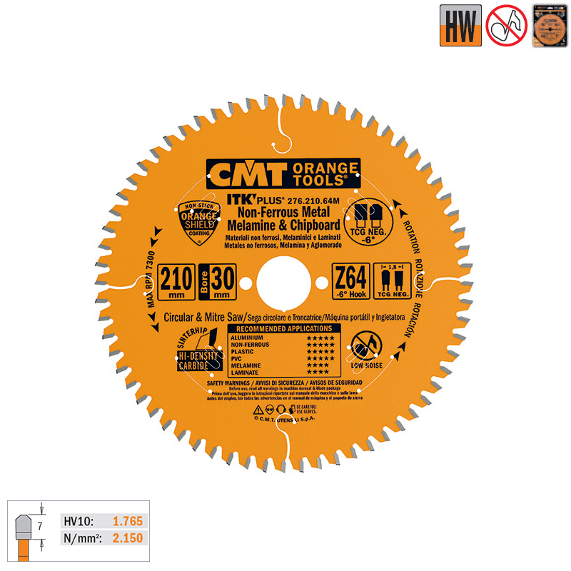 Диск пильный по алюминию 190x1.8/1.2x20 Z64 TCG NEG -6° CMT 276.190.64M