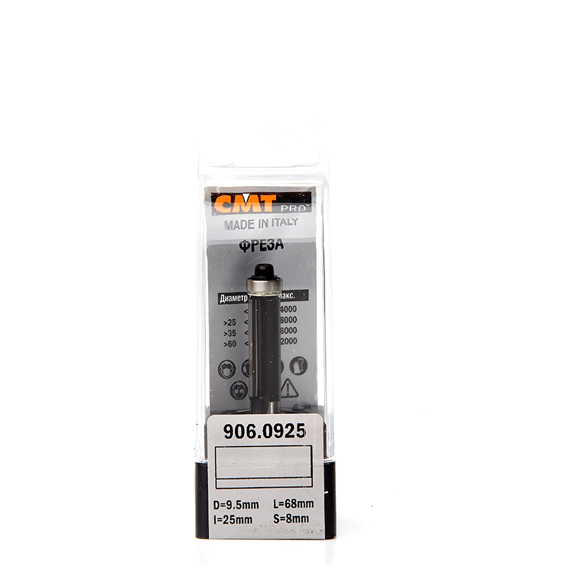 Фреза концевая CMT обгонная с подшипником D=9,5 I=25,4 S=8,0 L=68,0  CMT PRO 906.0925