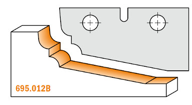 Ножи сменные (комплект 2 шт. профиль  ;B) для фрезы 695.01. CMT 695.012B