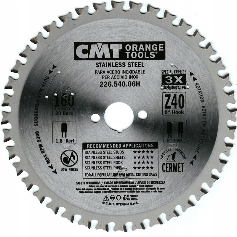 Диск пильный 160x20x1,8/1,4 10° TCG Z=40 4100 об/мин CMT 226.540.06H Диск пильный 160x20x1,8/1,4 10° TCG Z=40 4100 об/мин CMT 226.540.06H