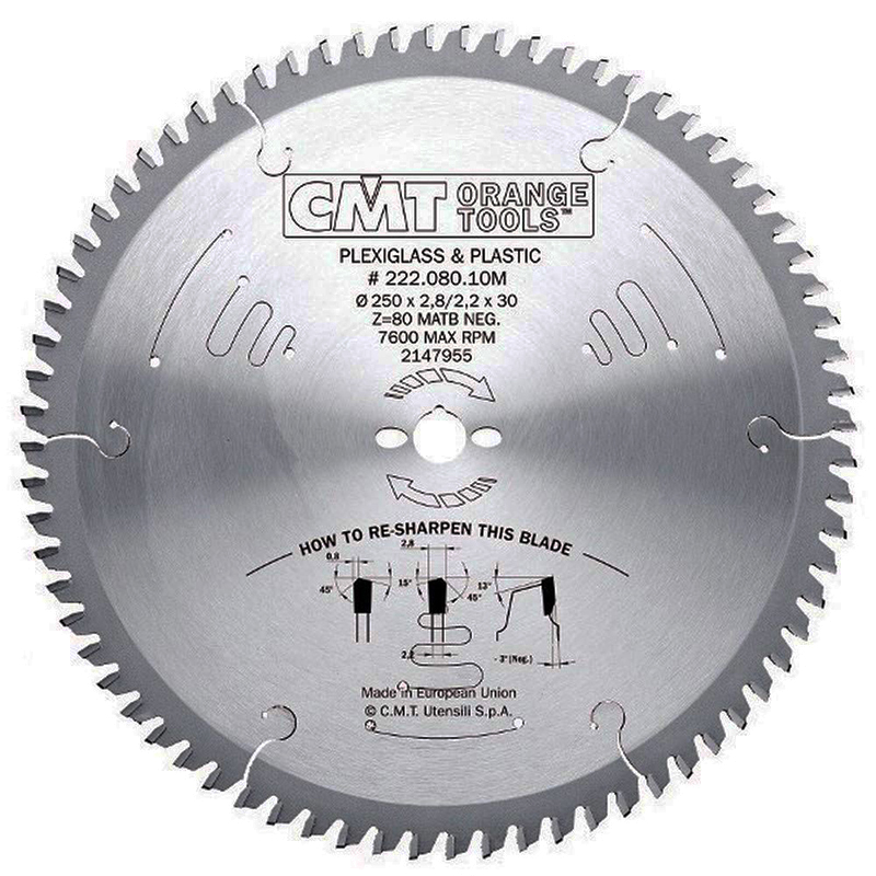Диск пильный 250x30x2,8/2,2 -3° MATB Z=80 CMT 222.080.10M