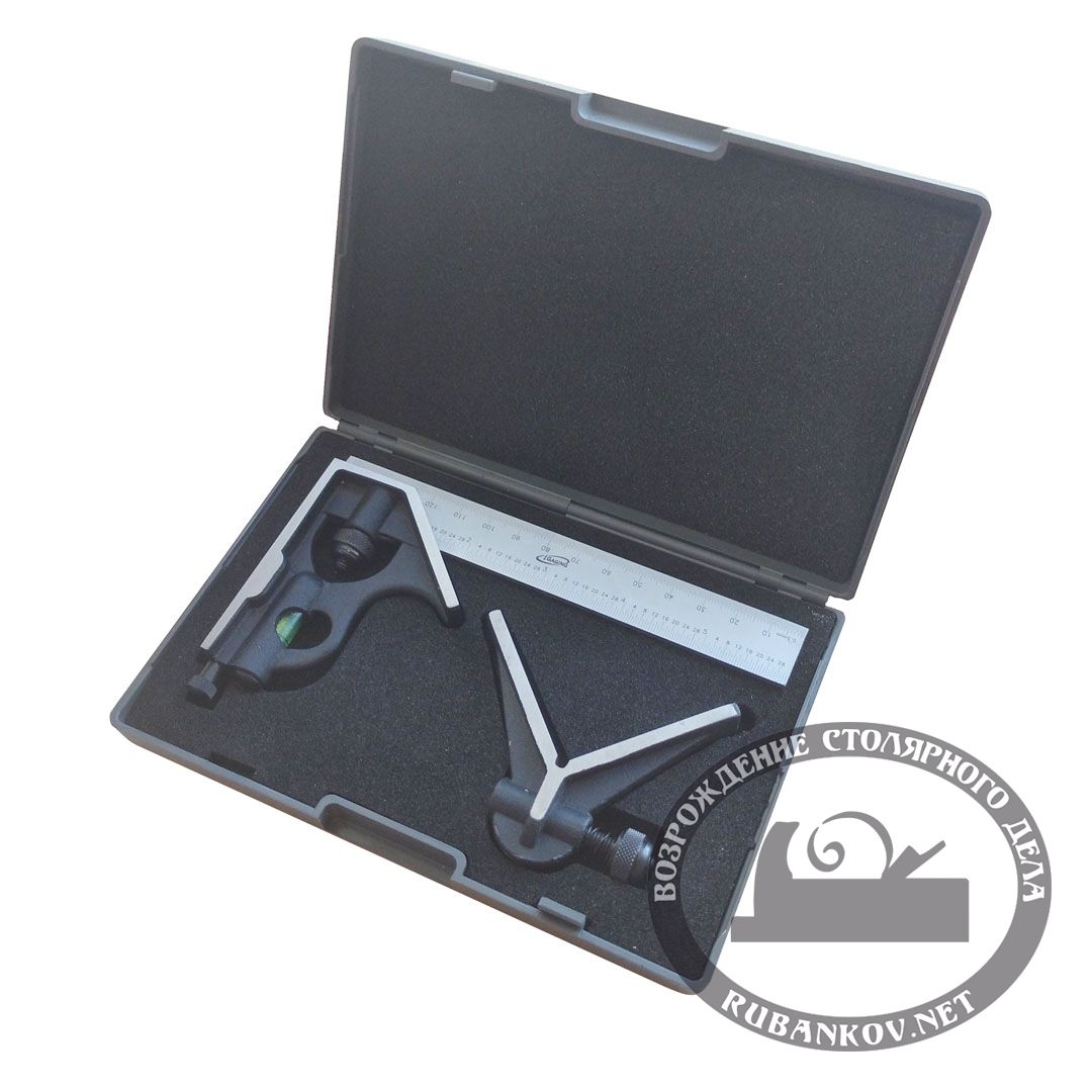 Угольник IGaging 150 мм, с подвижной подошвой, и  центроискателем, мм/дюймы