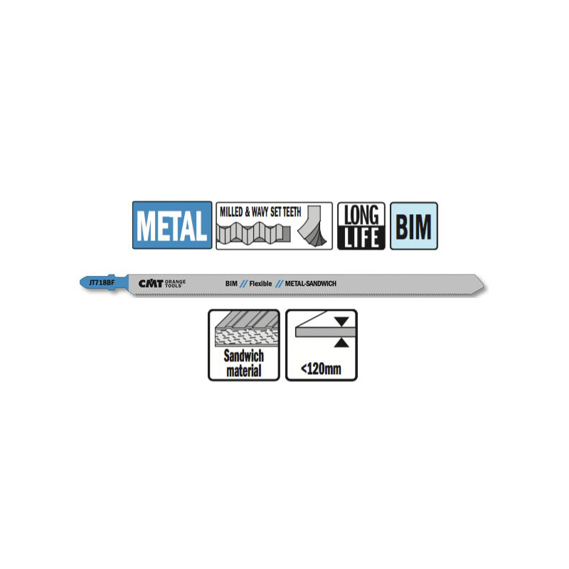 Пилки лобзиковые (металл/сэндвич панели) комплект из 3шт. CMT JT718BF-3