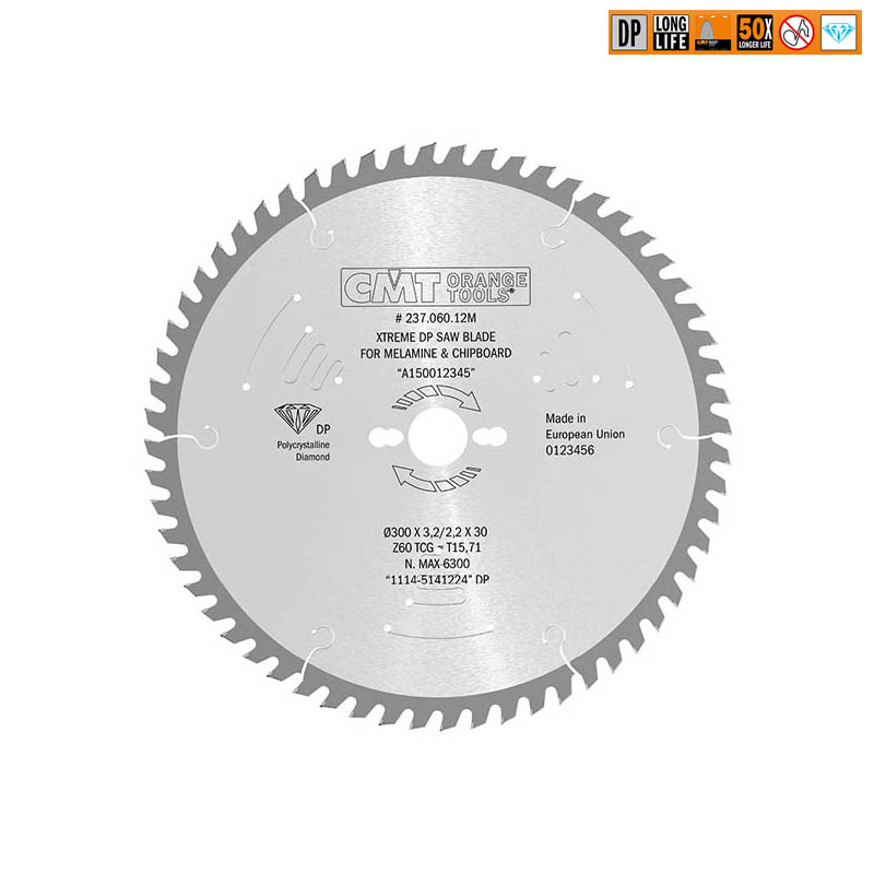 Диск пильный 300x30x3,2/2,2 10° 45° TCG Z=60 (DIA) CMT 237.060.12M