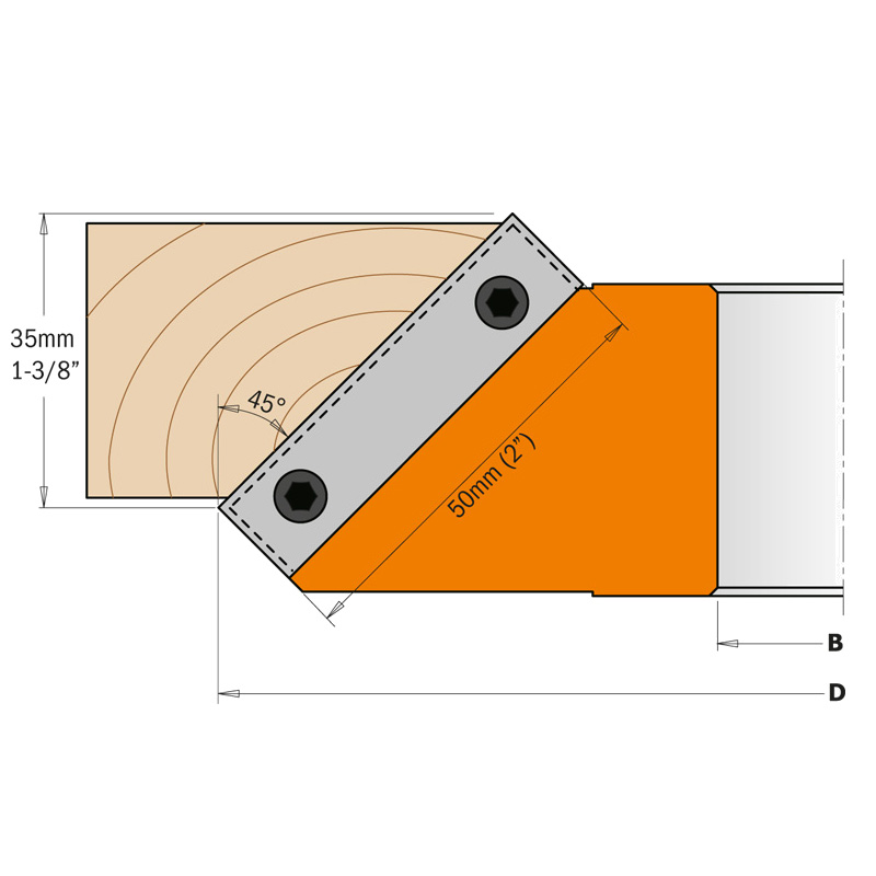 Фреза фасочная 45гр. F=40 D=150 насадная (алюм.) смен.ножи HM фасочная 45гр. (кейс) CMT 694.002.40