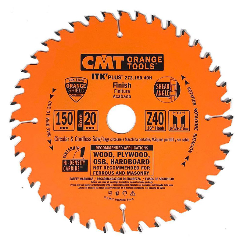 Диск пильный 150x20(+16)x1,5/1,0 16° 10° ATB + 8° SHEAR Z=40 CMT 272.150.40H