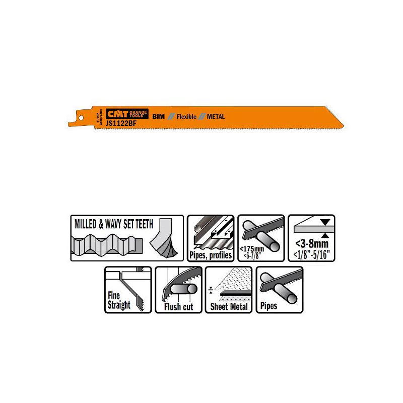 Пилки сабельные 5 штук для металла (BIM) 225x1,8x14TPI CMT JS1122BF-5 Пилки сабельные 5 штук для металла (BIM) 225x1,8x14TPI CMT JS1122BF-5