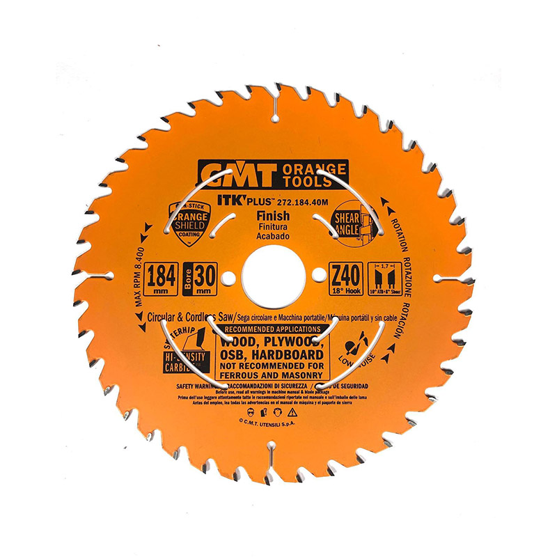 Диск пильный 184x30x1,7/1,1 18° 10° ATB + 8° SHEAR Z=40 CMT 272.184.40M