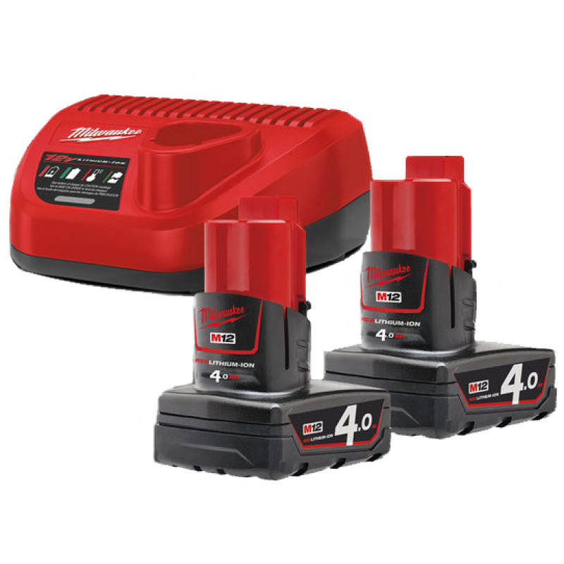 Комплект аккумулятор и зарядное устройство Milwaukee M12 NRG-402 Комплект аккумулятор и зарядное устройство Milwaukee M12 NRG-402