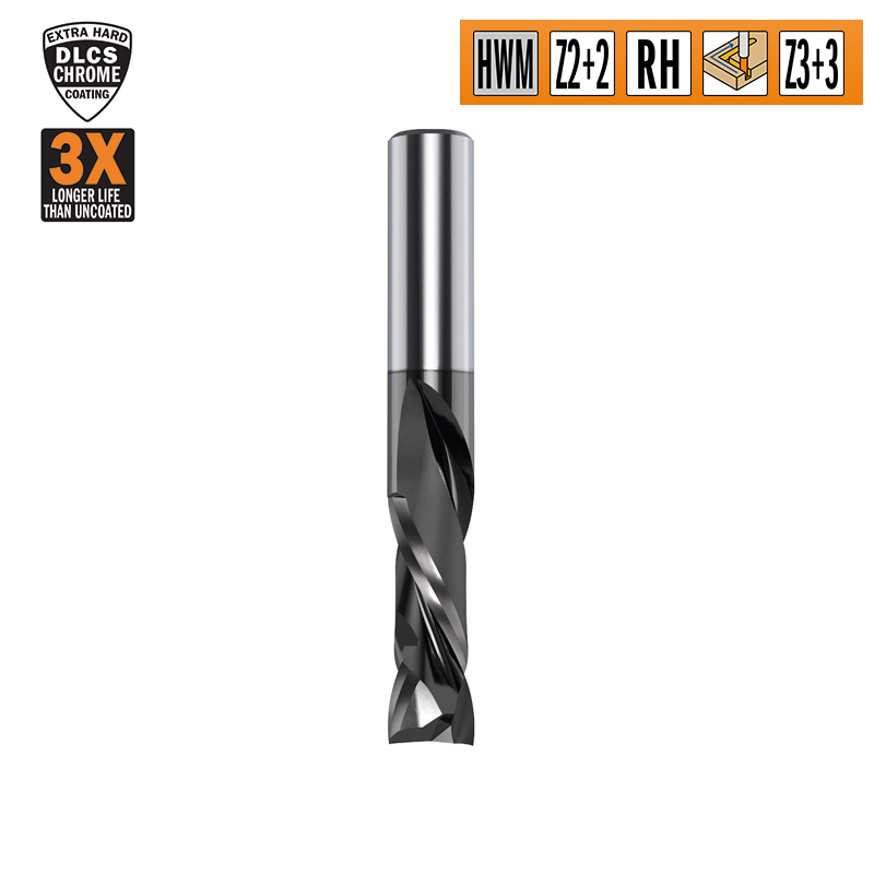 Фреза спиральная монолитная с покрытием DLCP Z2+2 HWM D=10x7-32x80 DX CMT 190.100.41