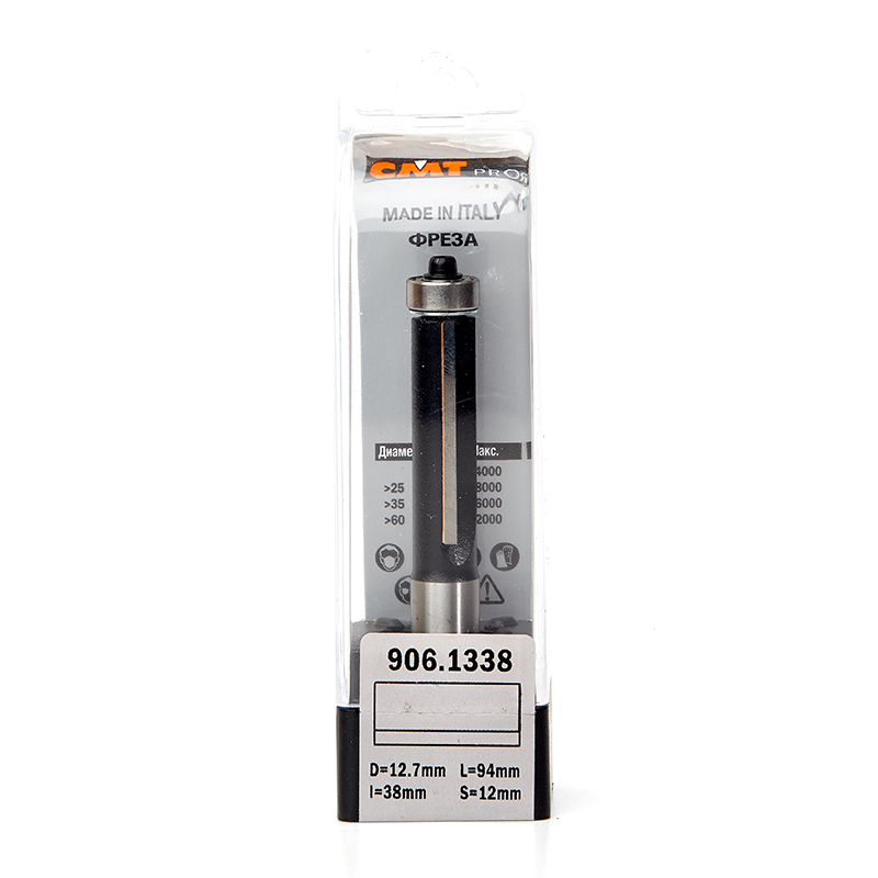 Фреза концевая CMT обгонная с подшипником D=12,7 I=38,0 S=12,0 L=94,0  CMT PRO 906.1338