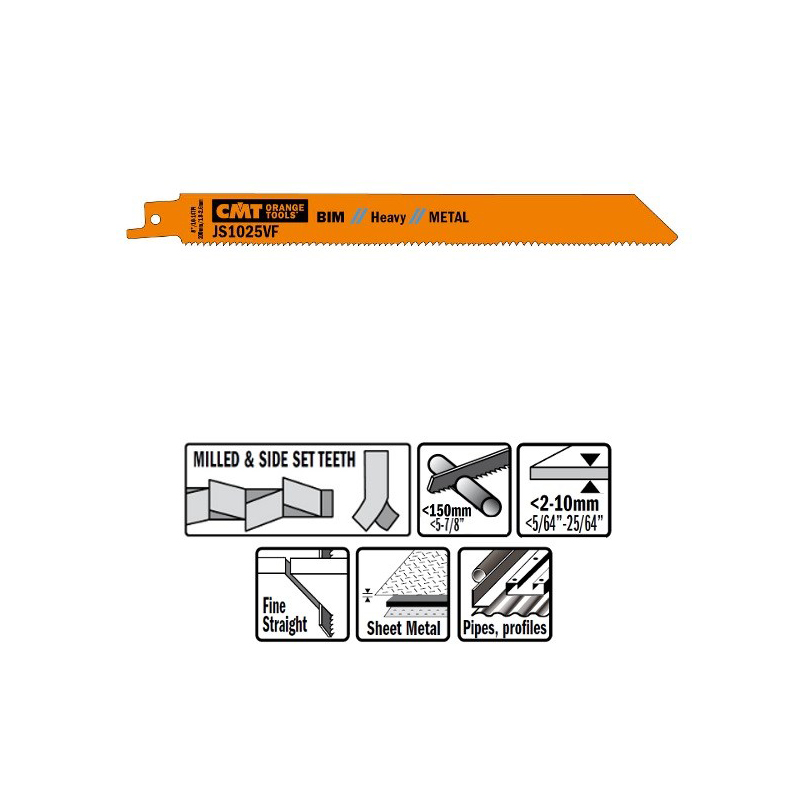 Пилки сабельные 5 штук для металла (BIM) 200x1,8-2,6-14TPI CMT JS1025VF-5 Пилки сабельные 5 штук для металла (BIM) 200x1,8-2,6-14TPI CMT JS1025VF-5