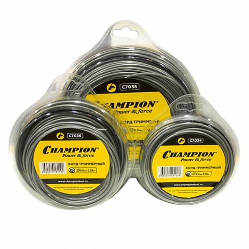 Мононить для триммера с алюминиевой крошкой сечение круг Champion C7035 - Championtool